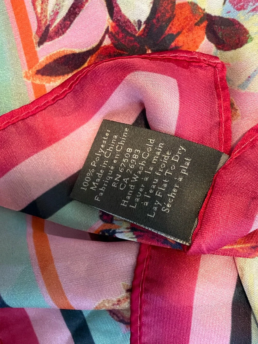 Vince Camuto Pink Floral & Stripe Silk-Feel Scarf